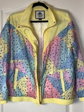Vintage 90s Pastel Windbreaker Jacket Colorblock Retro Festival Streetwear Small